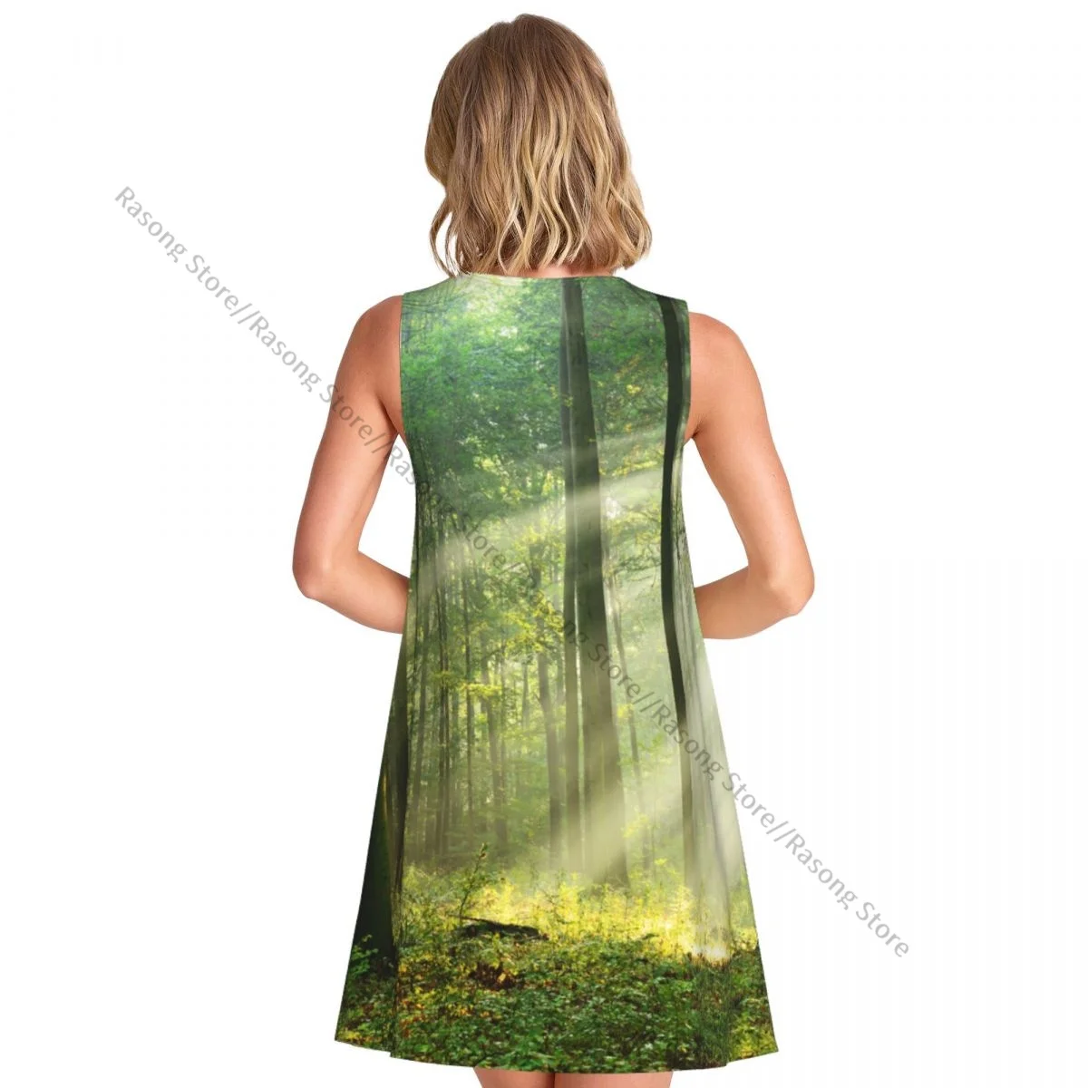 ชุดสตรีป่าแสงแดดภูมิทัศน์ฤดูร้อน Casual T เสื้อชายหาด COVER UP ชุดถัง