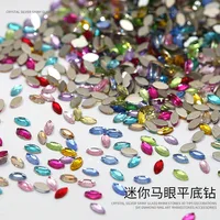 Mini Marquesa colorida brillante para decoración de uñas, diamantes de imitación para decoración de uñas, tamaño pequeño, con reverso plano, proveedores de adornos para manicura, 100