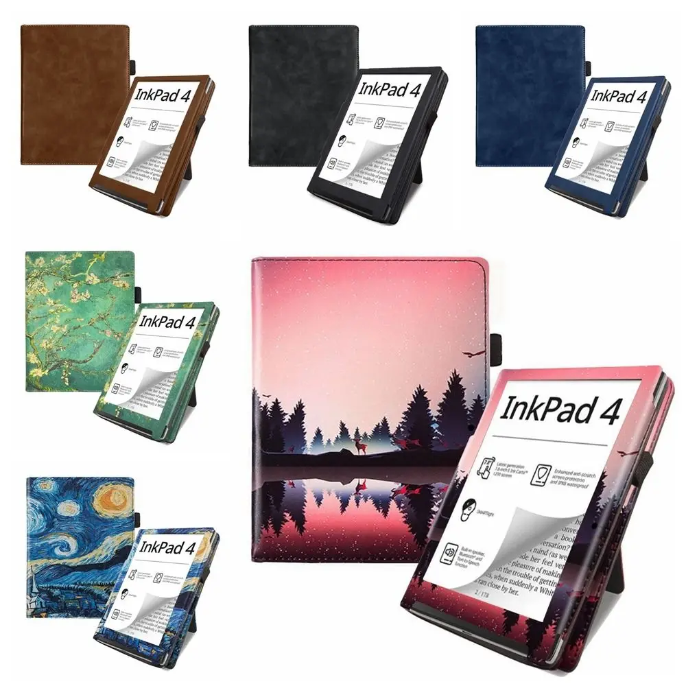 

7.8 inch eReader Case Auto Sleep/Wake Slim Smart Cover PU Leather with Hand Holder Protective Shell for Pocketbook Inkpad 4