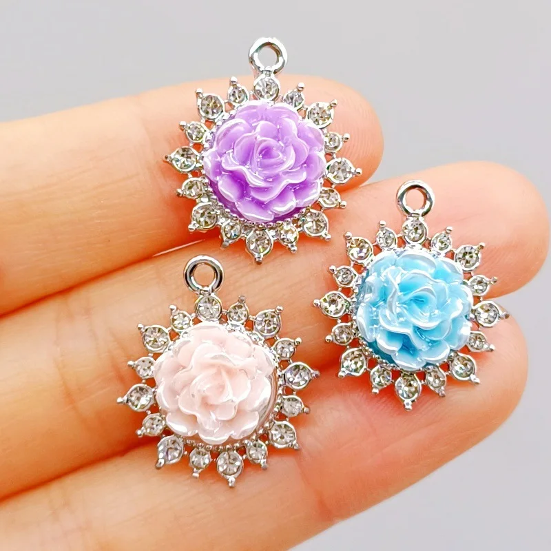 

10Pcs Alloy Flower Pendant Charms for Necklace Bracelet Jewelry Making Decoration Gift Accessories