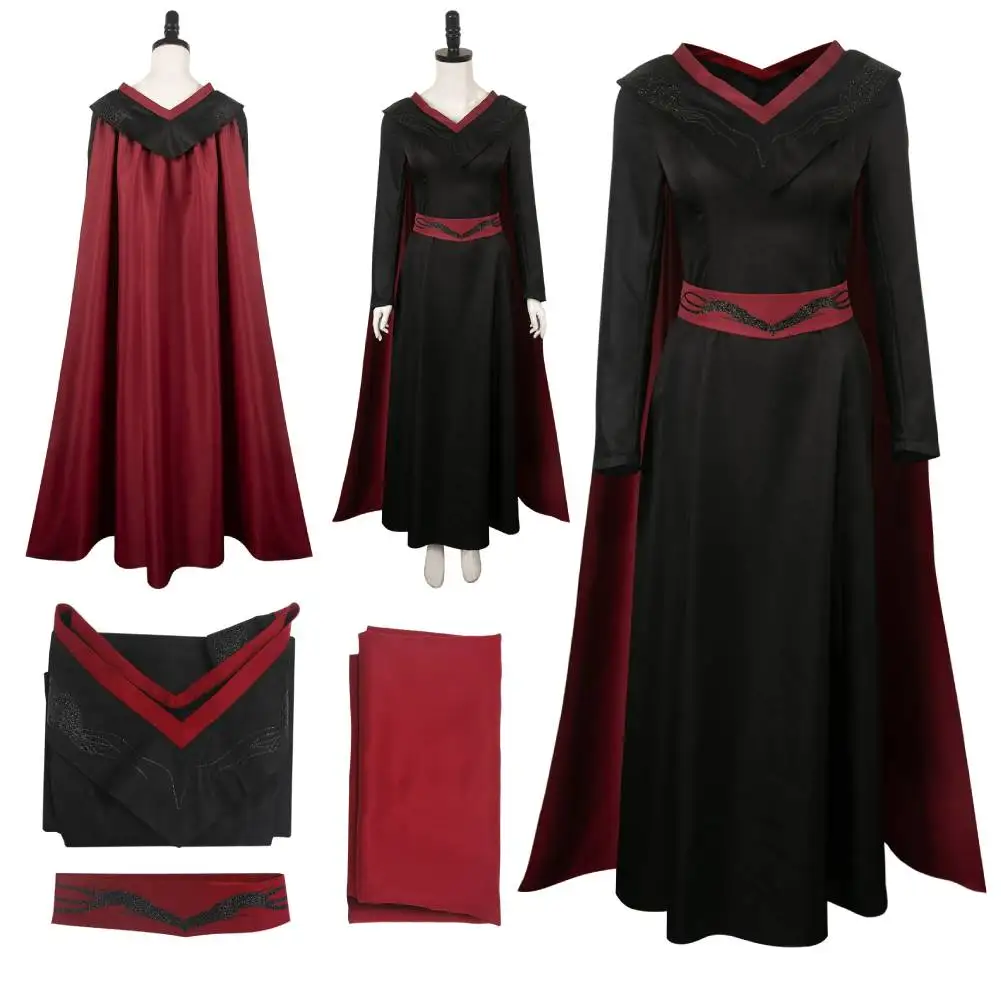 Rhaenys femminile Cosplay Fantasy Dress mantello Roleplaying Costume Cape outfit per donne adulte ragazze Halloween Carnival Suit