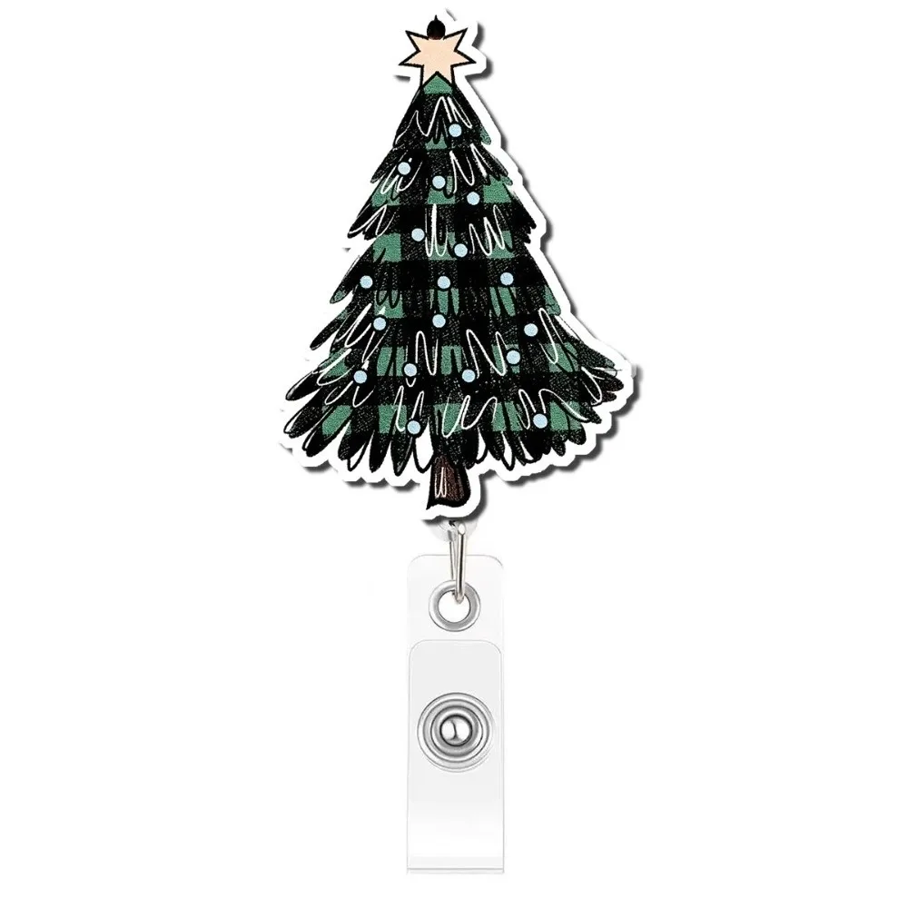 Pink Santa Christmas Badge Holder Santa Claus Christmas Tree Retractable Badge Reel Sturdy Reindeer Badge Reel Hospitals