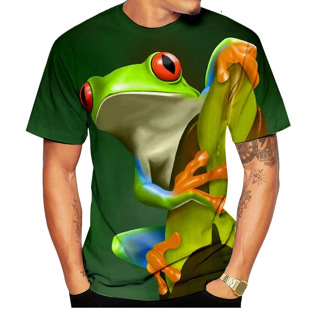 Cute Frog 3D Printing  T Shirt Man Summer fashion O-Neck Short Sleeve Oversized  Top Casual Tee Loose Streetwear Unisex Clothing