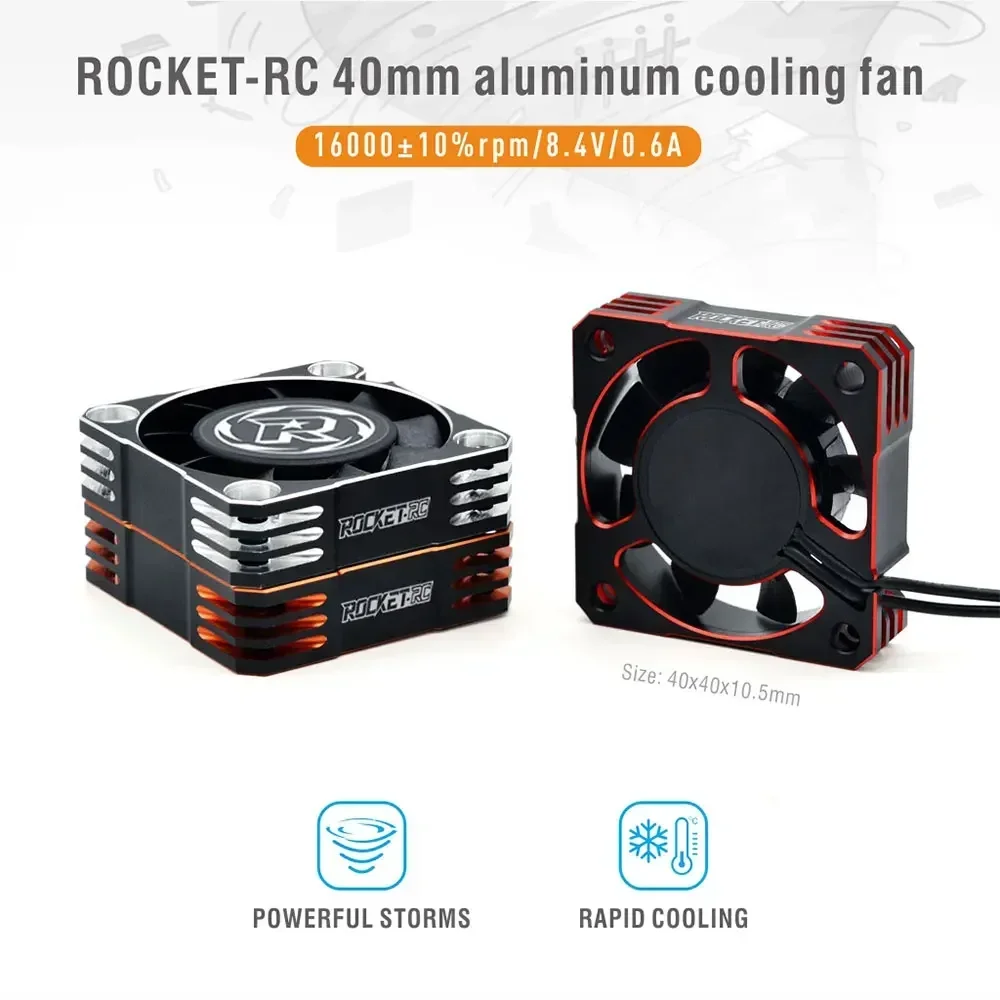 ROCKET 25/30/35/40/50Mm V2 Kipas Pendingin Logam 32000/28000/21000/16000/10000RPM untuk Mobil RC 1/8 1/10 1/12 540 550 3650 Motor ESC