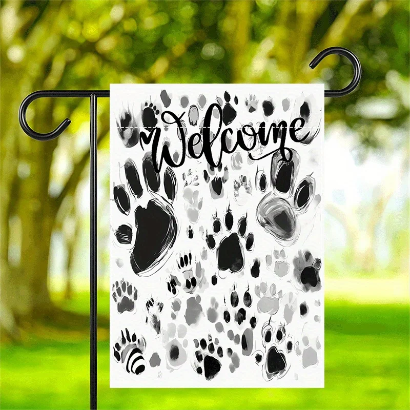

Двусторонний приветственный садовый флаг с дизайном кошачьей лапы — прочный полиэстер, водонепроницаемая мешковина, наружное украшение для двора, лужайки,