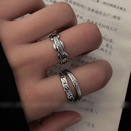 

Real 925 Sterling Silver Minimalist Irregular Geometric Opening Rings for Women Vintage Personality Fine Jewelry Accessories