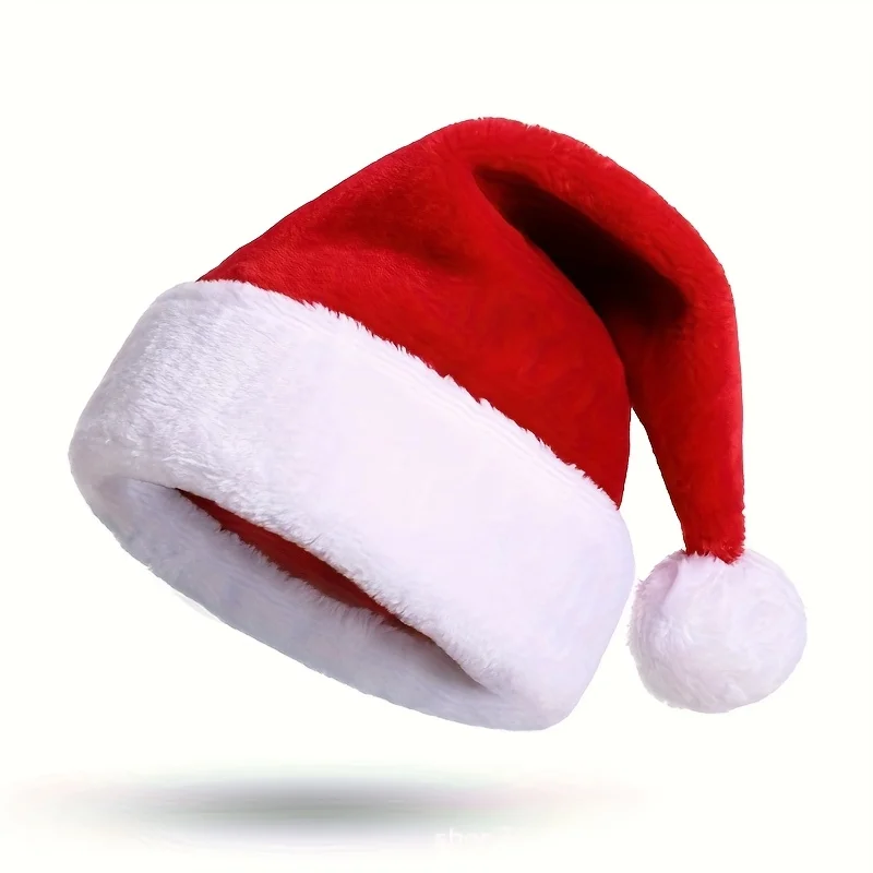 Personalized Christmas Santa Hat Custom Name Embroidery Red White Plush Xmas Cap Holiday Party Photo Prop New Year Gift - view 5