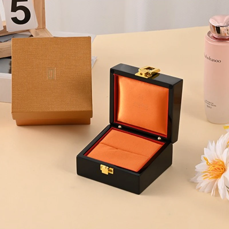 

Деревянная шкатулка для драгоценностей, минималистичные коробки для хранения колец, роскошные черные влагостойкие серьги, витрина, органайзер, принадлежности для ювелирных изделий