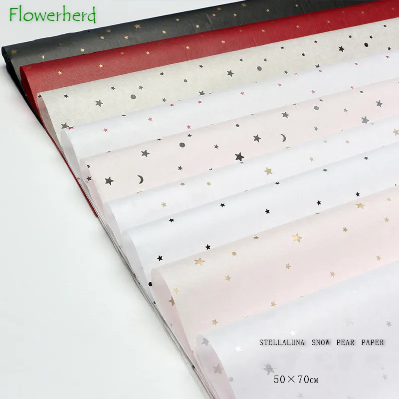 Sydney Tissue Paper Bronzing Star Moon Metal Texture Lined Flower Bouquet Wrapping Paper Florist Gift Flower Wrapping Paper