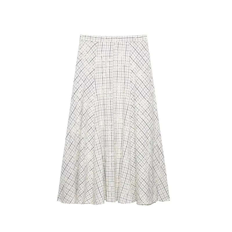 TFAFXY 2026 Summer Bow Plaid Embroidered Blouse Women Sets A-line Midi Long Skirt Suits Y2K - Image 5