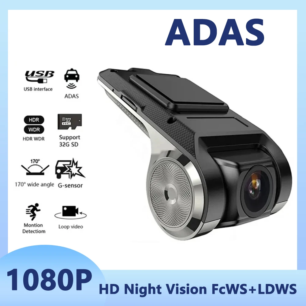 HD 1080P Car Dash Cam USB Wide Angle Car Camera Recorder Front ADAS Dashcam Night Version Android DVR Auto Recorder