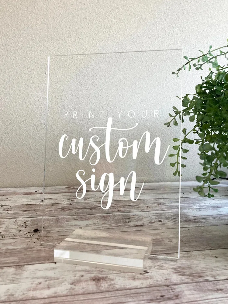 

Print Your Custom Acrylic Sign - Create Your Own Minimalist Acrylic Plaque with Stand, Small Personalized Clear Acrylic Signs