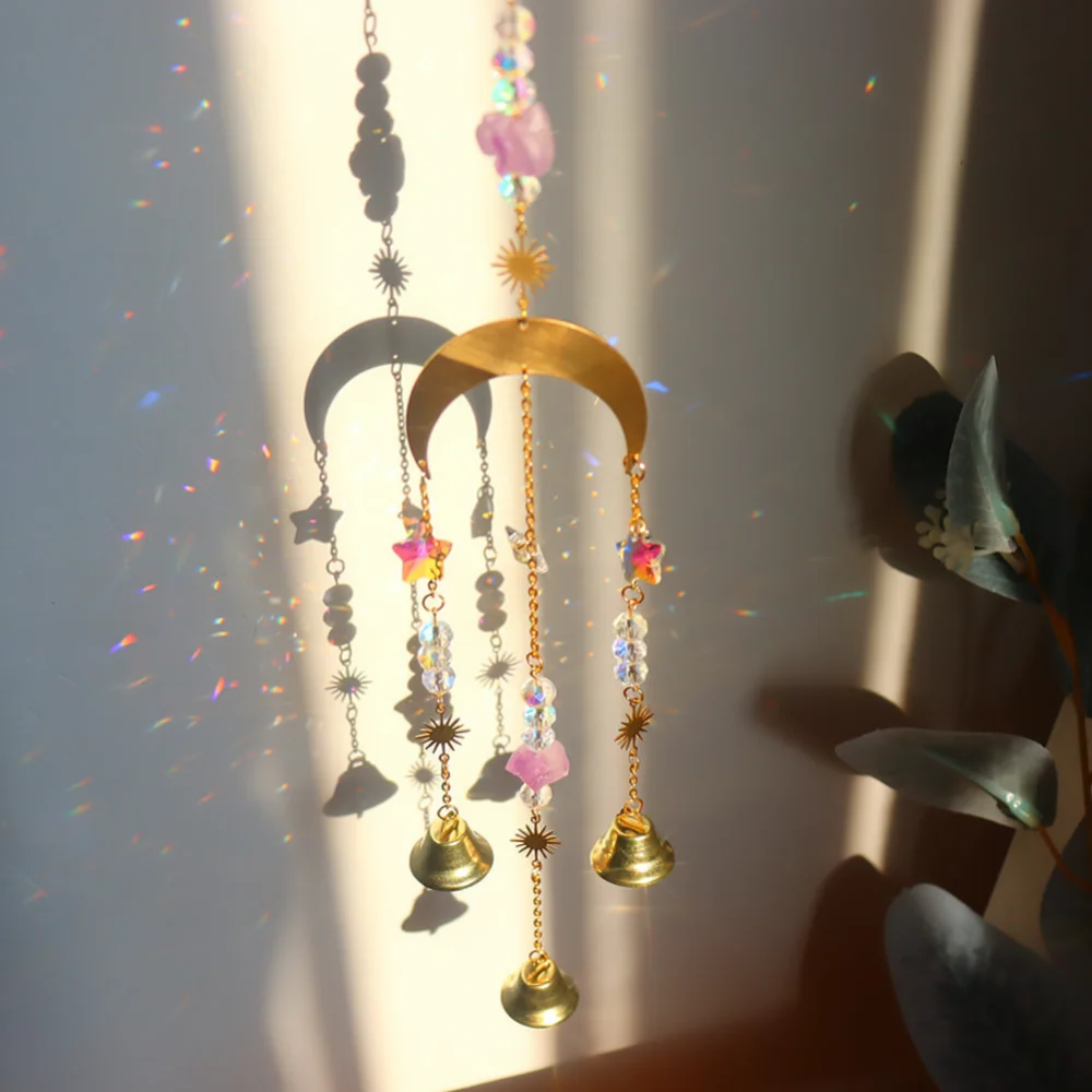 Decorative Crystal Suncatcher Glass Wind Chime Hanging Pendant Light Refraction For Indoor Living Room Bedroom Decoration