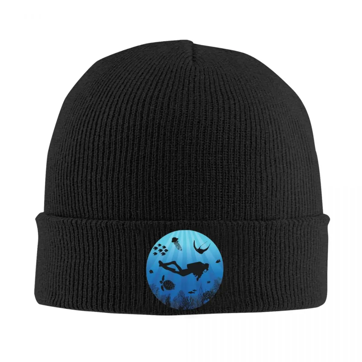 Deep Water Diver Sea Life Knit Hat Beanie Autumn Winter Hats Warm New Scuba Diver Cap for Men Women Gift