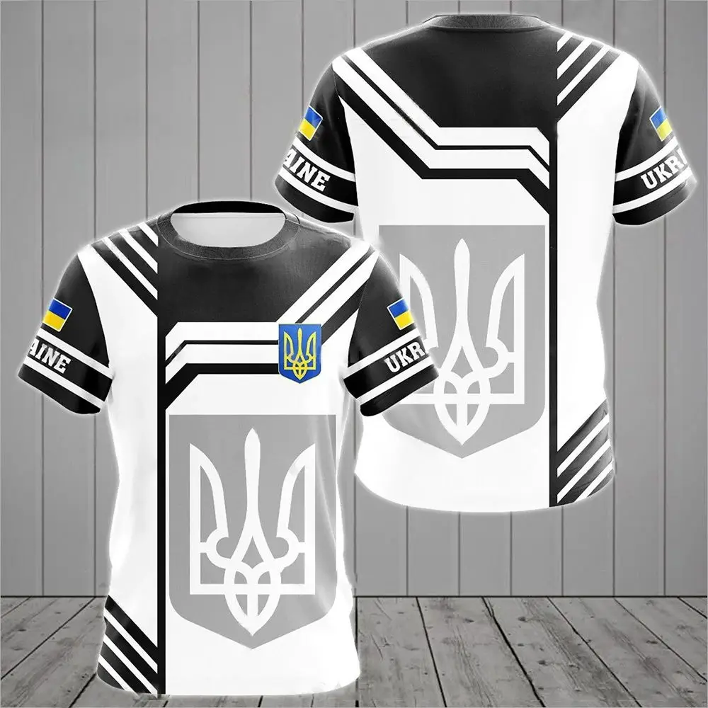 Ukrainian men's T-shirt Ukrainian flag shirt 3D printed O collar oversized short sleeve plain knit fashion men's streetwear