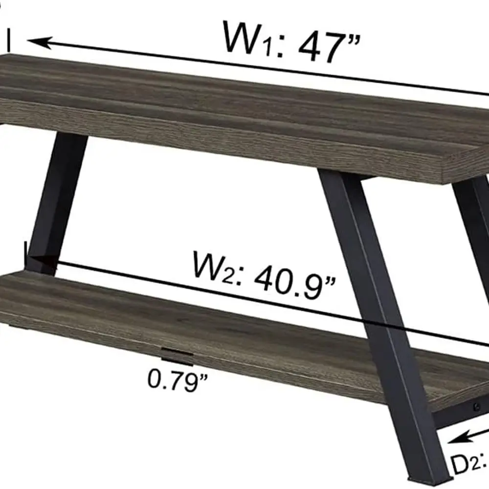Промышленная скамейка для хранения в прихожей с металлическими акцентами, шкаф для обуви в деревенском стиле, темно-серый дуб, длина 47