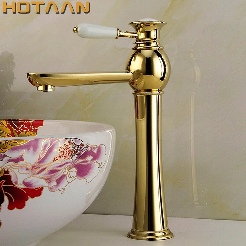 

. New arrival Bathroom gold Basin Faucet Gold finish Brass Mixer Tap with ceramic torneiras para banheiro YT-5057