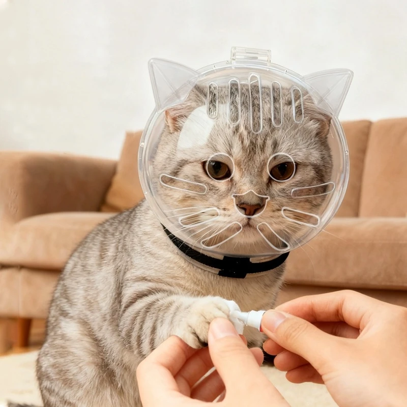 Breathable Ball-shaped Pet Grooming Bath Supplies Anti-bite Kitten Protective Helmet Space Hood Cat Head Cover Pet Supplies