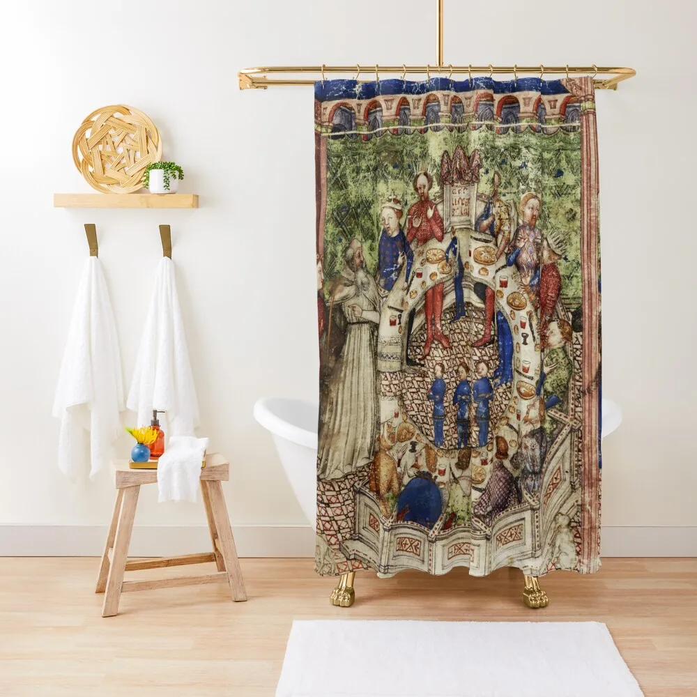 

Merlin Introduces Galahad to King Arthur and the Knights of Round Table Shower Curtain Bathtub Shower Waterproof Curtain