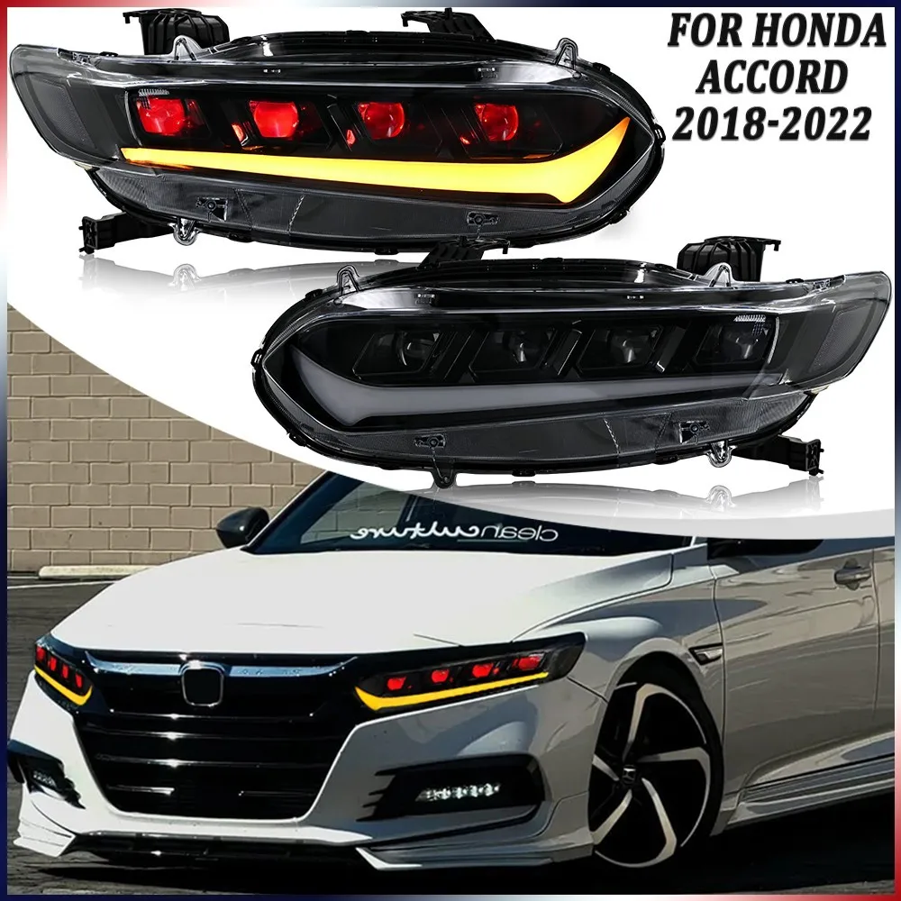 

2 шт., полностью светодиодные фары Demon Eye в сборе для Honda Accord 10th 2018-2022, передняя фара в сборе, аксессуары для фар DRL