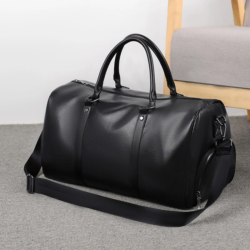 Lagre Capacity Leather Men Women Travel Bag Carry on Luggage Bag Weekend Male Duffel Bag Shoulder Bag Gym Fitness Hand Bag