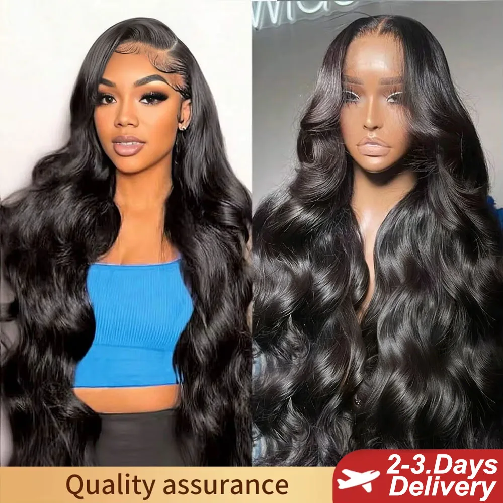 

40 Inch Body Wave Lace Front Human Hair Wigs 250 Density Brazilian Pre Plucked 13x6 HD Transparent Lace Frontal Wig Human Hair