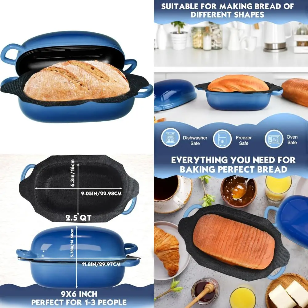 

Cast Iron Bread Pans - 2.5 Quart Non-Stick Silicone Liner for Homemade Bread Baking and Perfect Loaves
