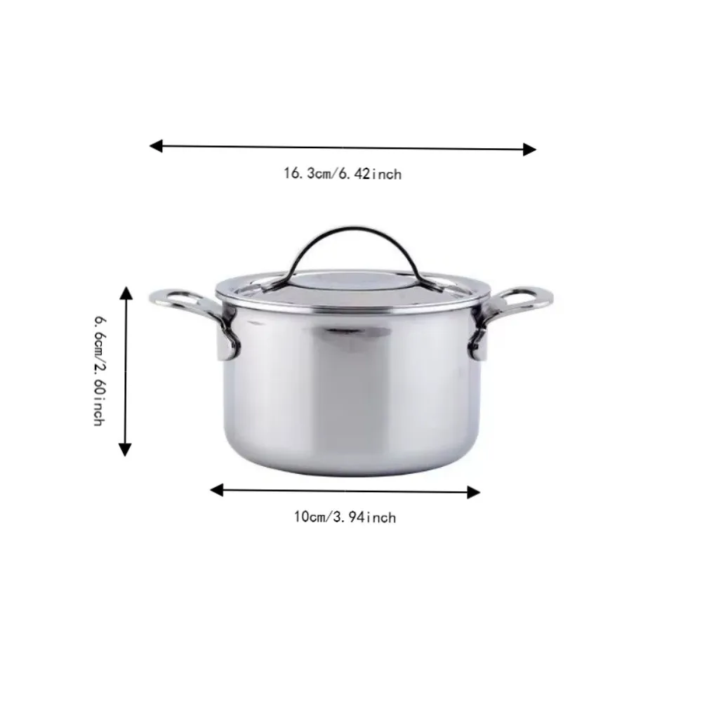 304 Stainless Steel Mini Milk Pot 10CM Thickened Bottom Small Cooking Pot Rust-resistant Double Handle Baby Food Pot Stove view 6