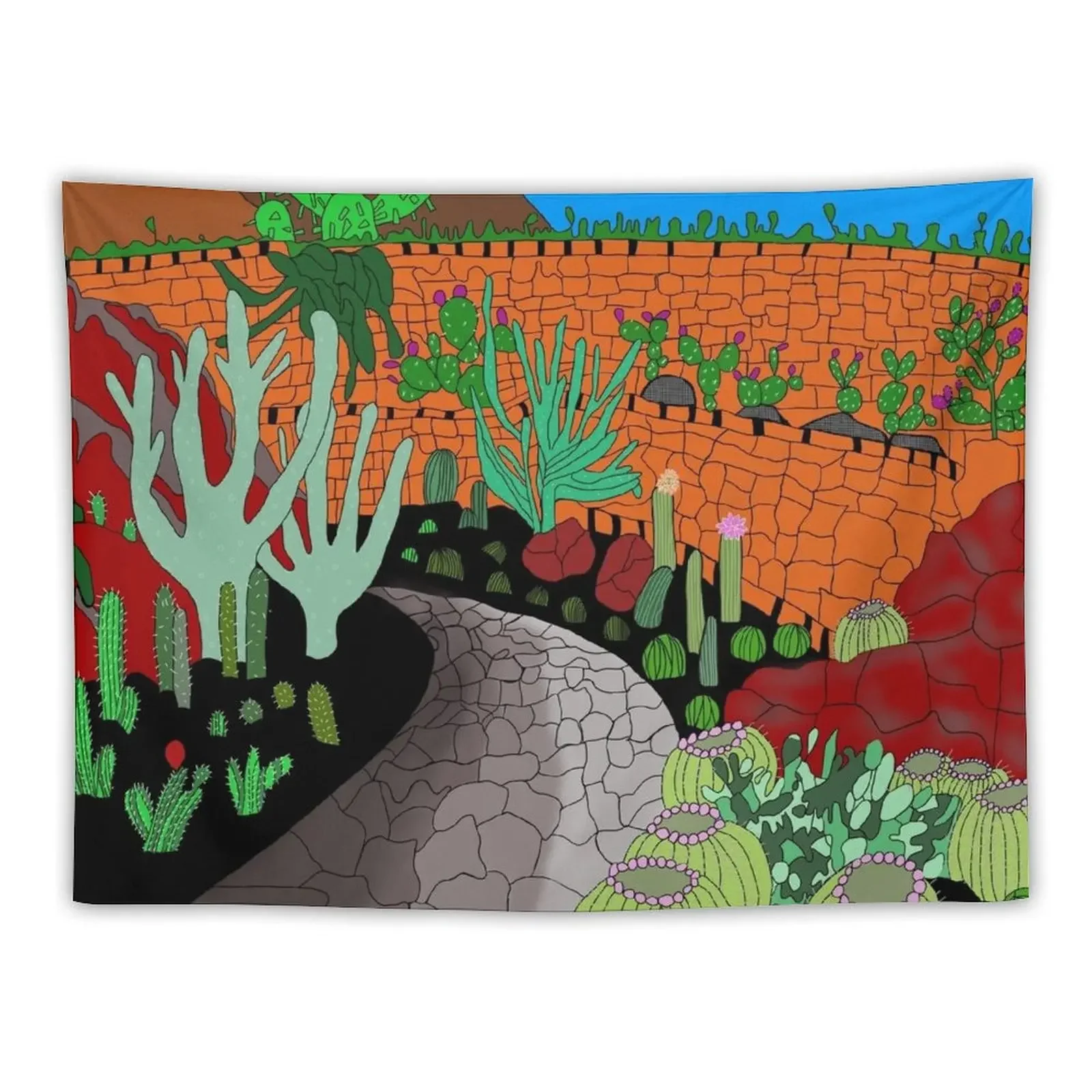 Cactus Garden Lanzarote Canary Islands Spain Spanish Art Tapestry Decorative Paintings Home Decoration Tapestry