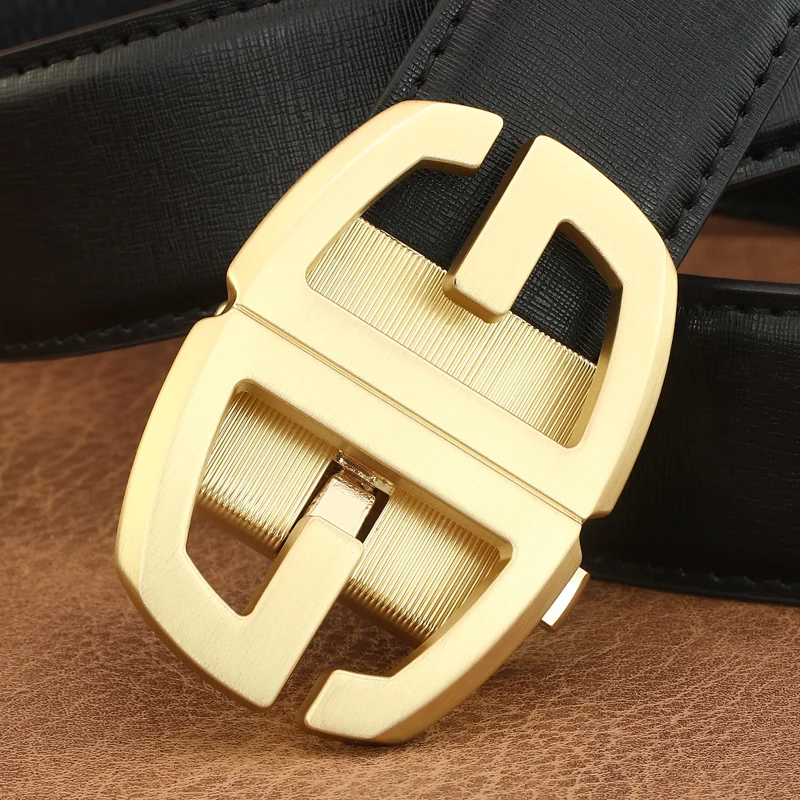 

Automatic Buckle Double letter belts men luxury famous brand genuine leather designers trousers cintos masculinos Z267