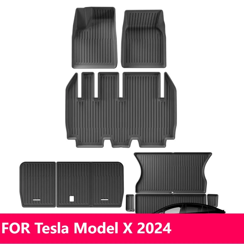 

For Tesla Model X 2024 TPE 3D Floor Mats & Trunk Liner - Waterproof, Fit for 5/6/7 Seat, Left Hand Drive