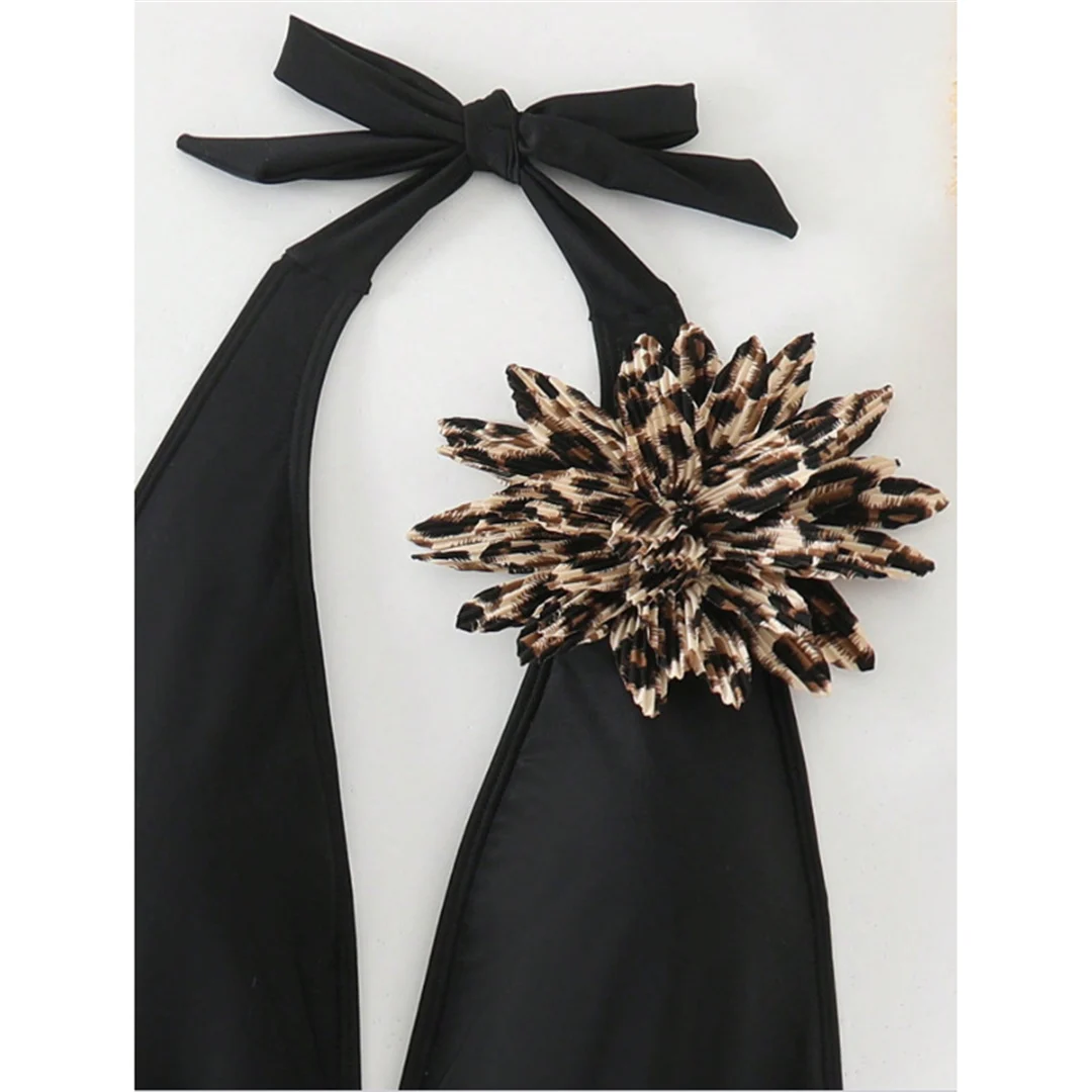 S - XL 3D-Blumenmuster, tiefes V-Ausschnitt-Design, einteiliger Badeanzug, Damen-Bademode, rückenfreier Monokini, Badebekleidung, Badeanzug, Modell V6846. – Detail 7