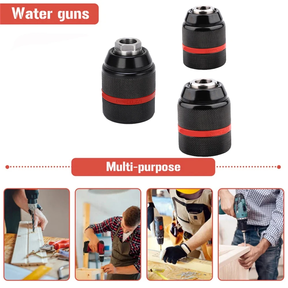 1pc Keyless Metal Ratchet Drill Chuck,Self-Locking Chuck,10mm 13mm,Quick Change Conversion,For Drill Bit Taps Socket&Screwdriver image 3