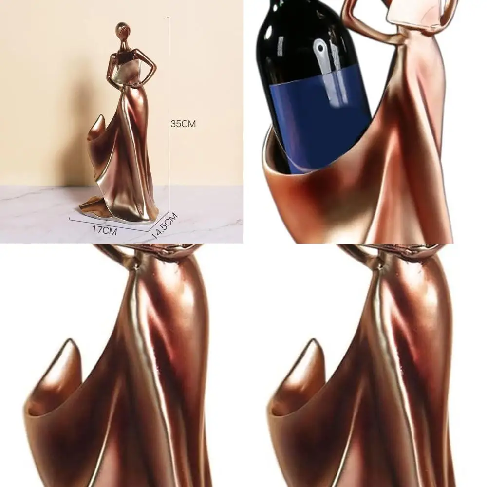 

Золотисто-красная элегантность: подставка для вина со статуей Леди с держателем для бутылок и пробковым хранилищем для декора кухни и бара