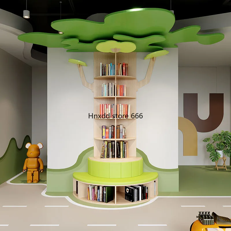 Creative round seat floor-to-ceiling picture book bookshelf