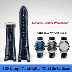 25x13mm 25x14mm Business Blue Notch Watch Bracelet Genuine Leather Watch band For Omega Constellation 131.33 Series Watch Strap