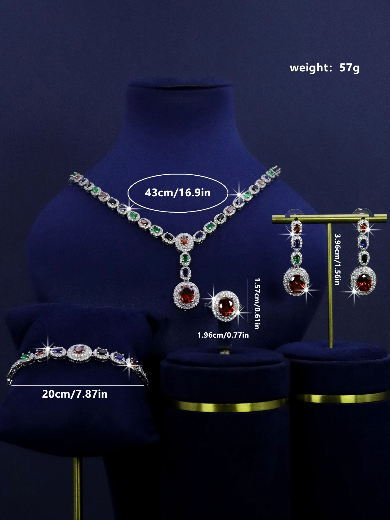 4 pieces of platinum plated Nigerian Saudi Arabian bride wedding luxury set necklace.