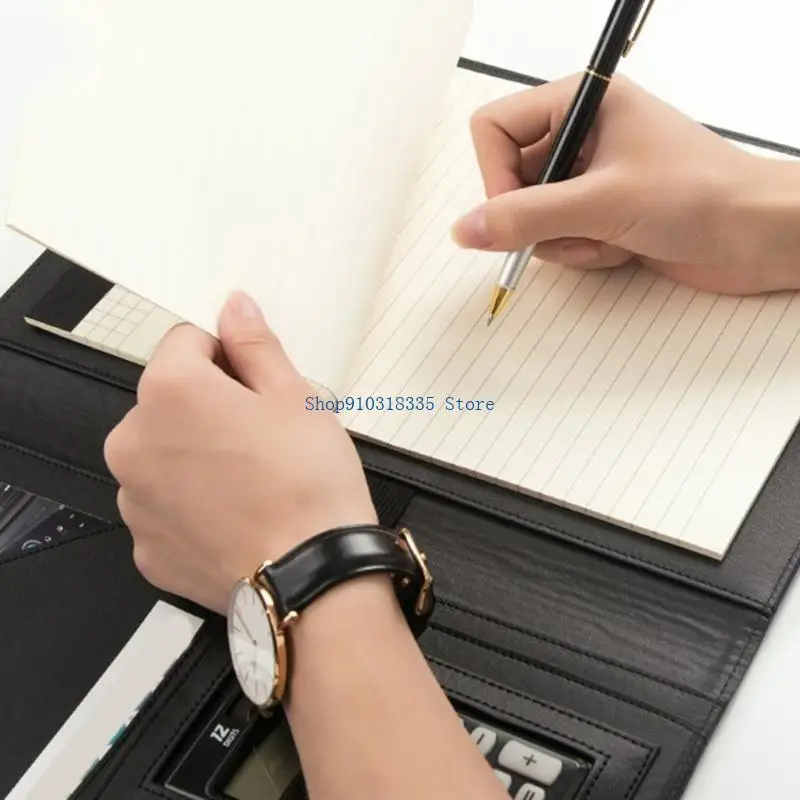 

PU Leather Conference Folder with Clipboard Multiple Pocket Card Pocket Pen Slot Clipboard Business Document File Folder