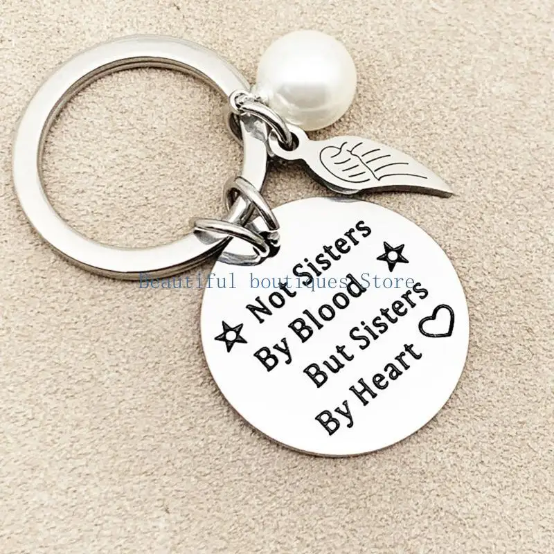 u4lf سلسلة مفاتيح فريدة من نوعها الصداقة مع سحر قلادة محفورة مجوهرات الملحقات للصداقة أفضل أخت #5