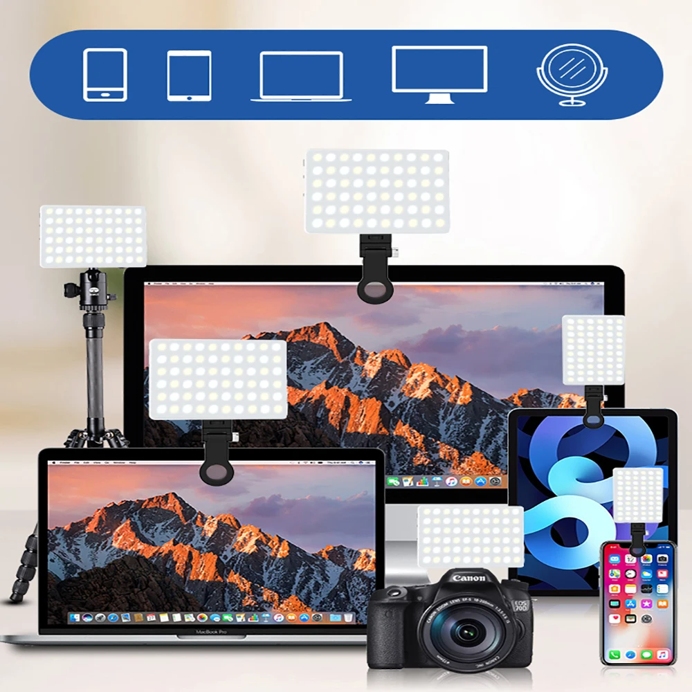 Luce di riempimento per telefono cellulare a LED USB tipo C con doppia porta di ricarica Lampada di riempimento universale per trucco Streaming live Videoconferenza selfie