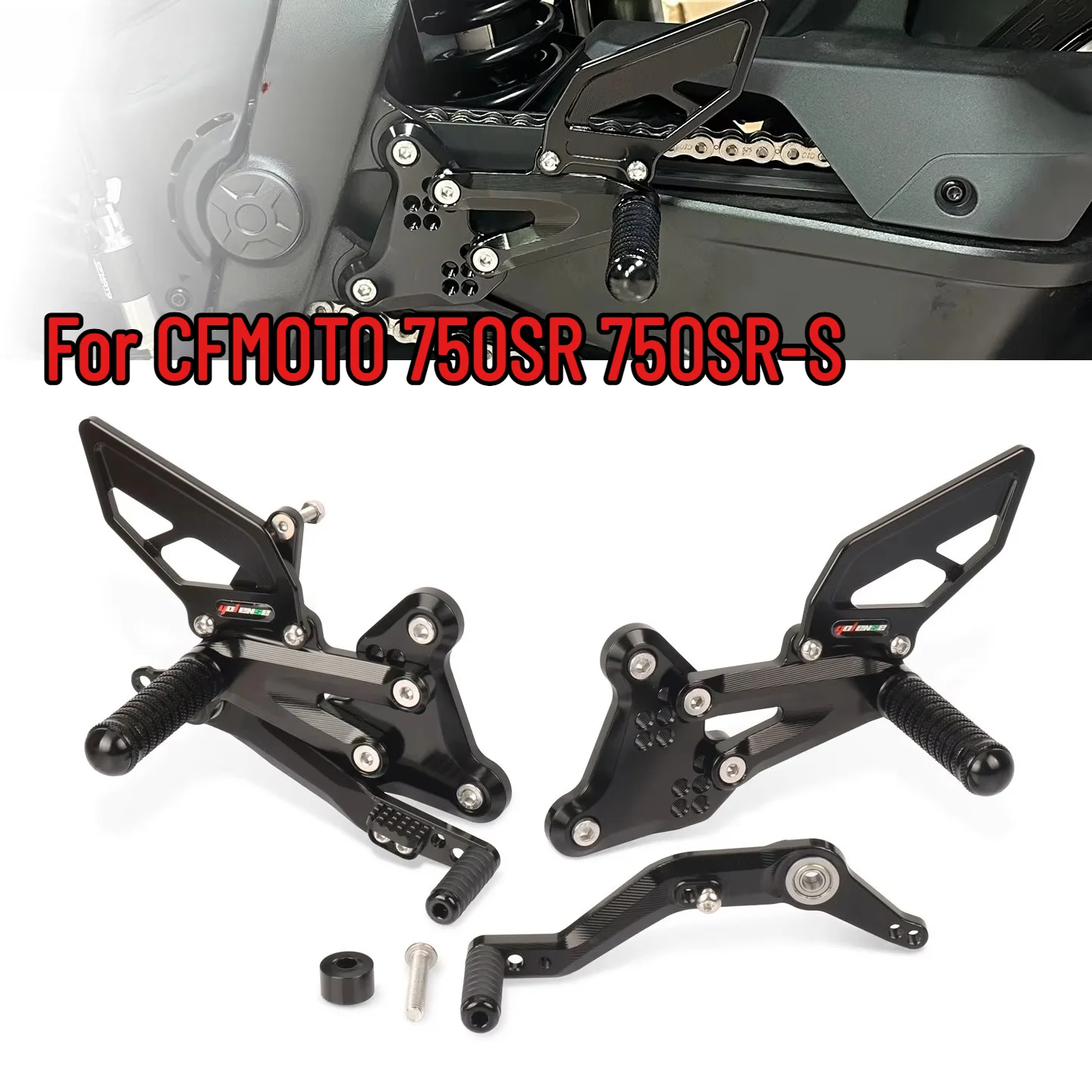 For CFMOTO 750SR 750SR-S 750SS Motorcycle CNC Adjustable Rear Foot Pedal Rearset Footpeg Footrests Foot Rests 750 SR S SS