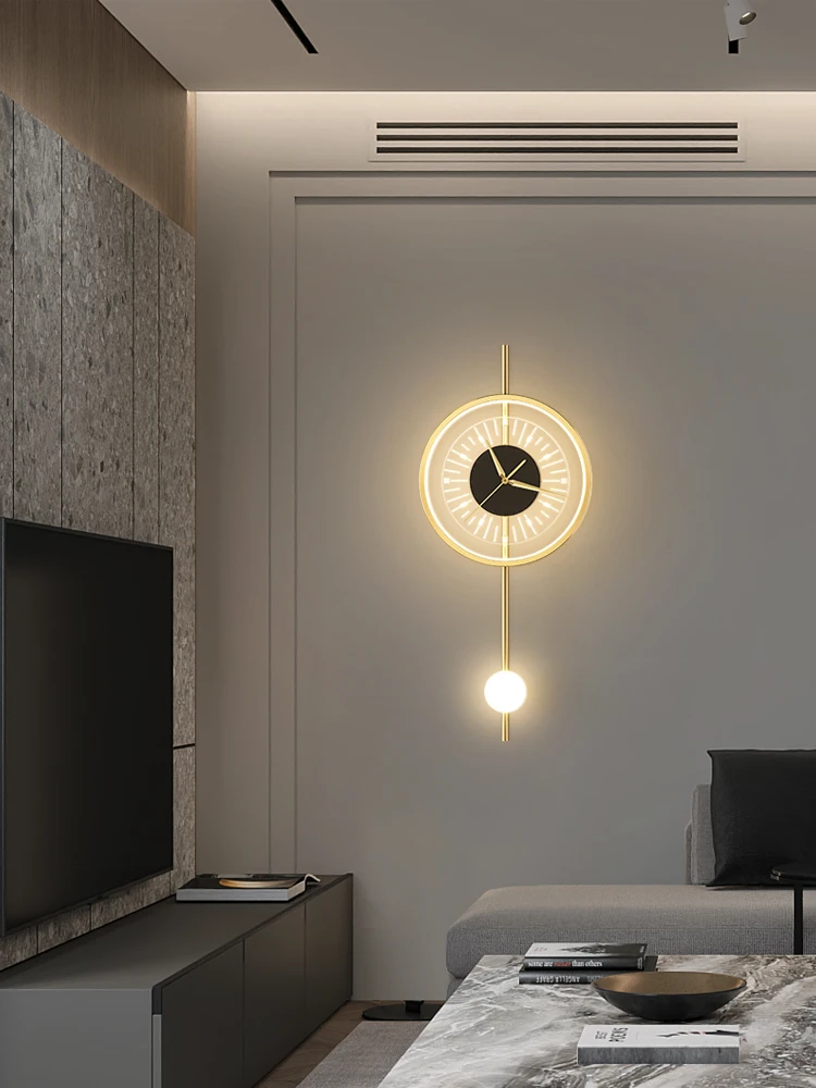 

Light luxury wall lamp modern minimalist living room sofa background wall lamp Nordic clock bedroom bedside