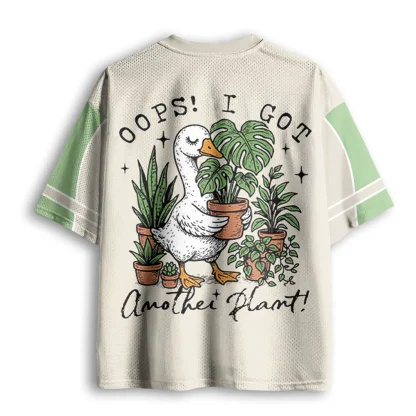 Oops I Got Another Plant Duck Houseplant Print Men V Neck Mesh Jersey Cute Short Sleeve Top