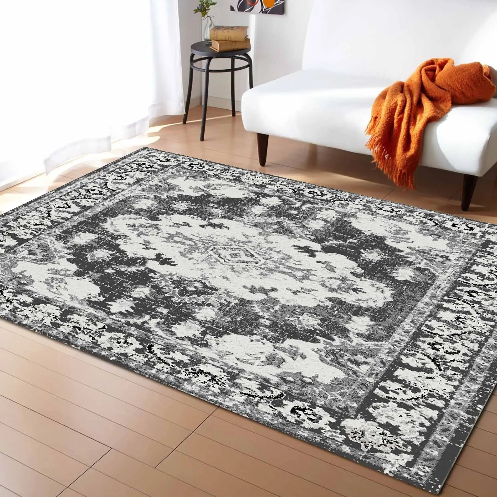 

Retro Carpet Texture Gray Carpet For Home Living Room Bedroom Bedside Decor Large Area Rug Teen Room Decor Carpet