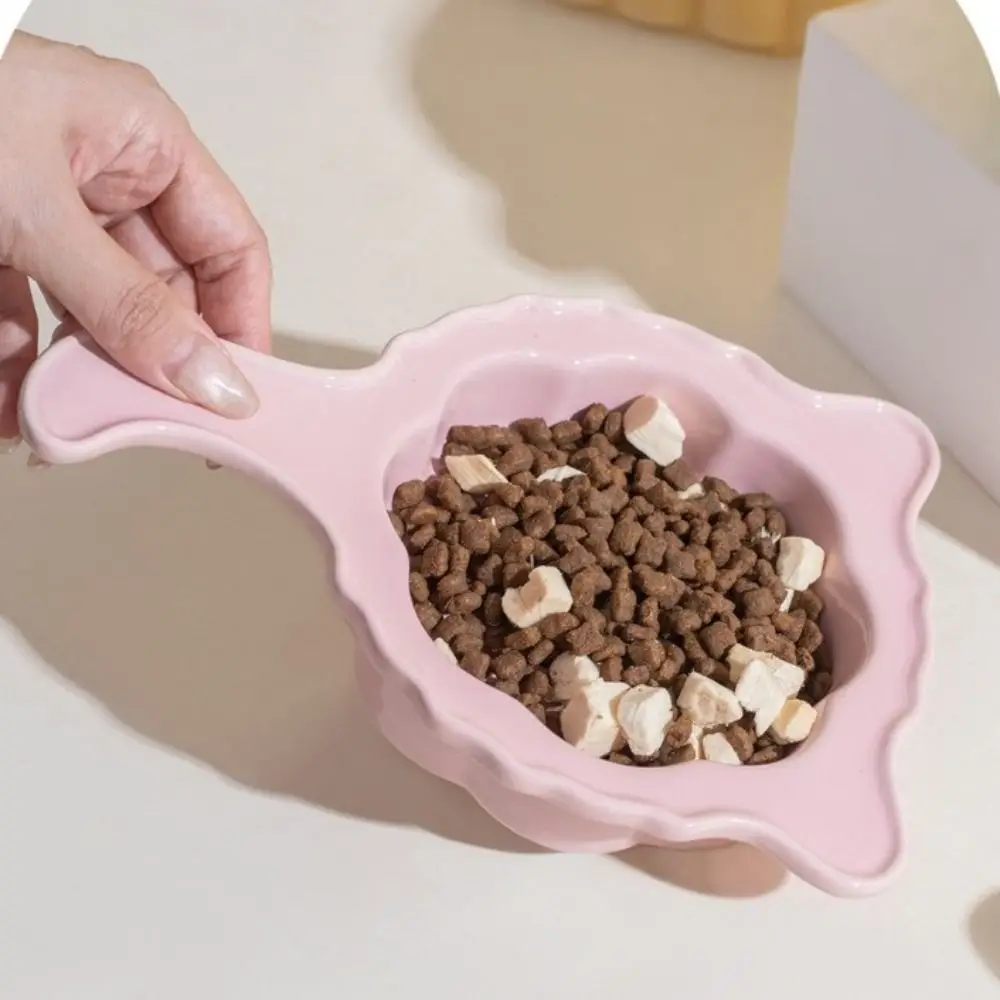 

Cartoon Ceramic Cat Food Water Bowl Solid Color Wear Resistant Pet Drinking Feeder with Handle Anti-knock Pet Food Bowl Indoor