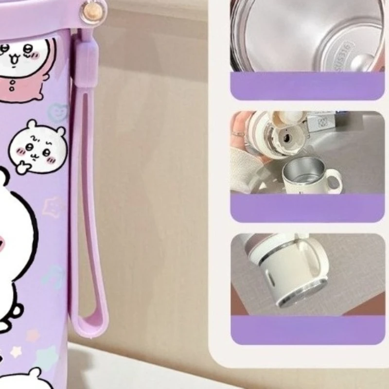Anime Cartoon Kawaii Chiikawa Thermos Cup Stainless Steel with Tea Partition One Cup Double Lid Sealed and Leak-proof Good Looks