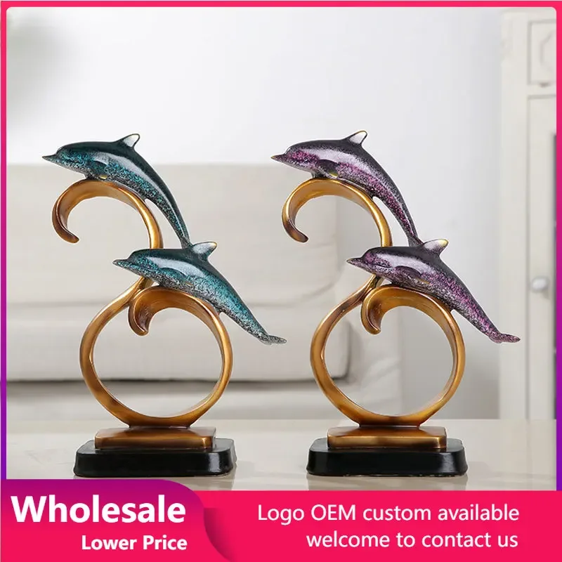 

Desktop Ornaments Animal Dolphin Home Decoration Living Room Bedroom Decor Figurines European Resin Crafts Creative Statues