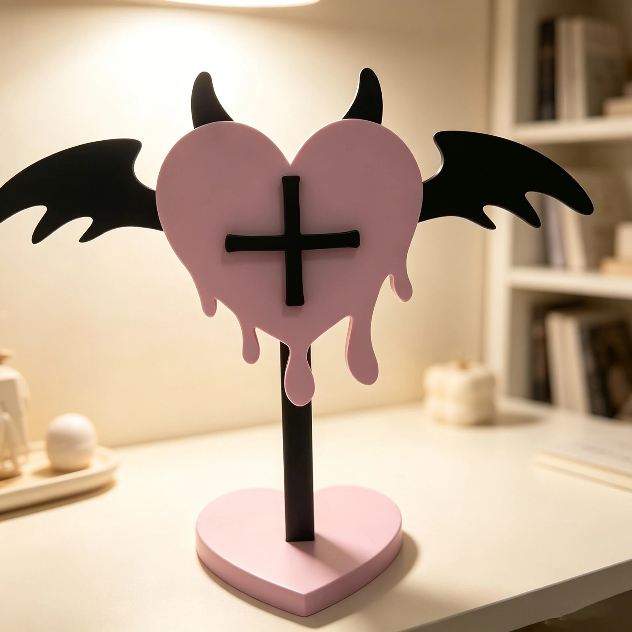 Cute Little Devil Heart Headphone Stand High-Value Gaming Desk Storage Rack Universal Over-Ear Headphone Holder Decoration Gift - view 6