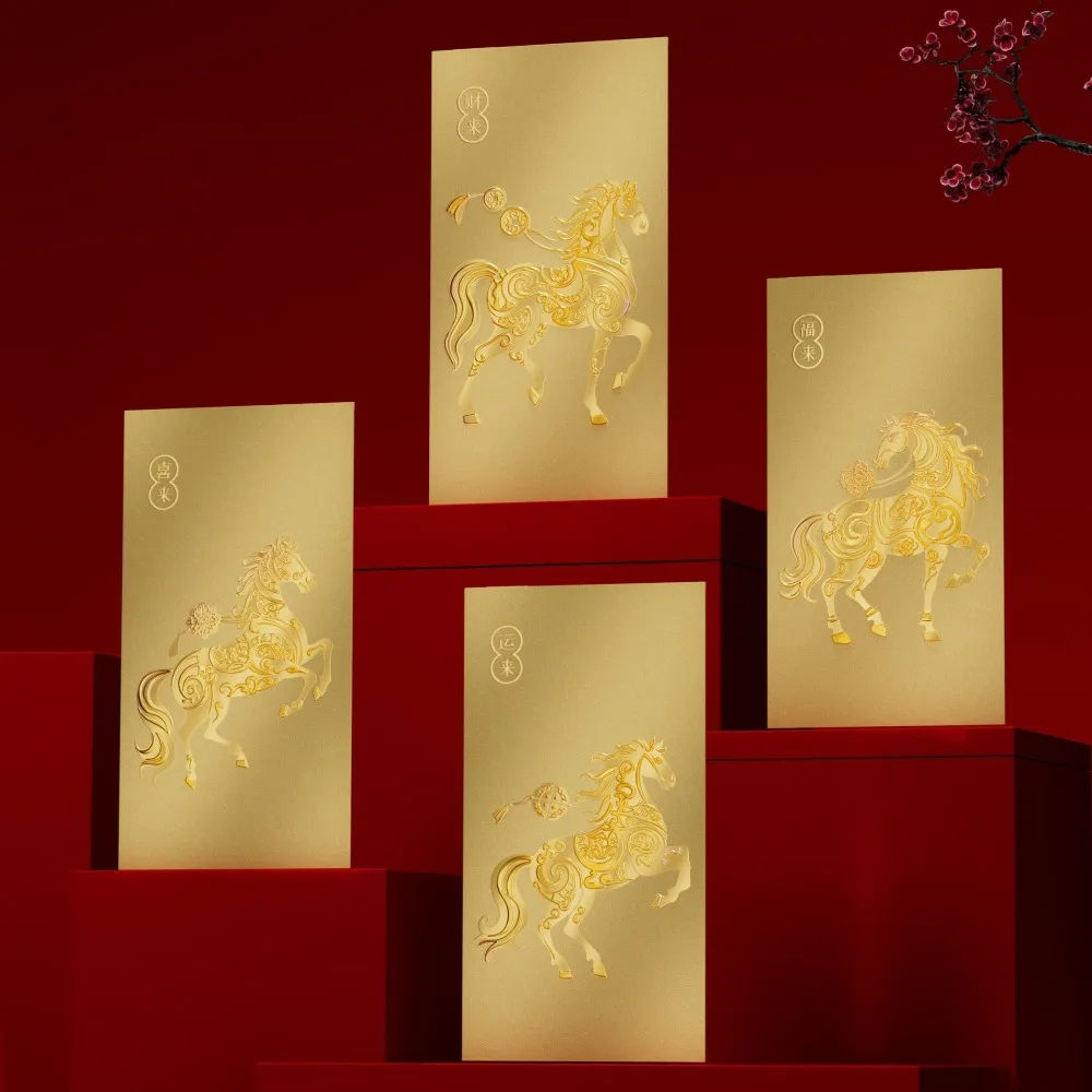 

8pcs Traditional Horse Year Red Envelopes Paper Blessing Hongbao Cartoon Lucky Symbols Money Envelope Spring Festival
