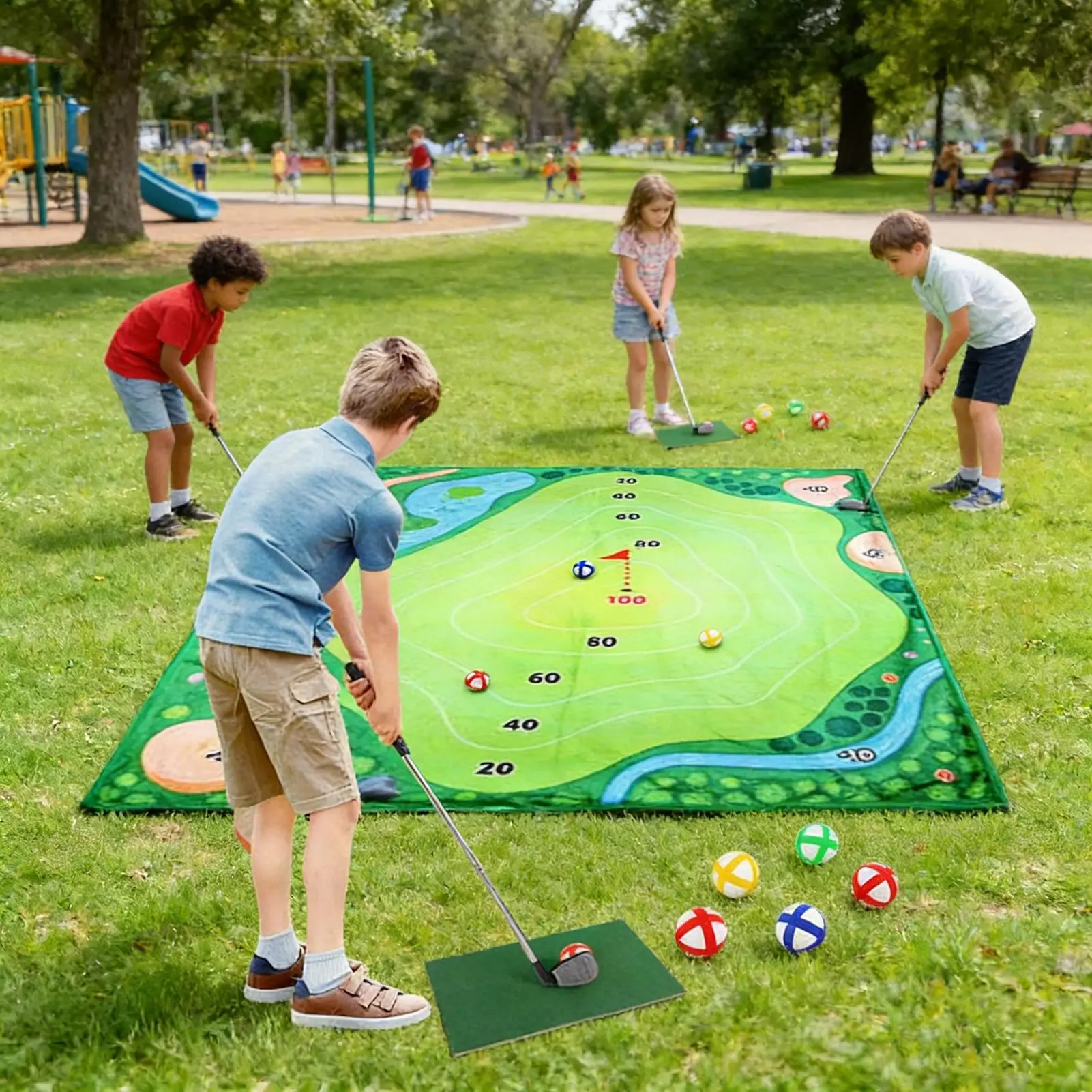 Golf Practice Mat Exercise Practice Equipment Replaceable Golf Training Mat For Beginners Kids Indoor Outdoor Courtyard Home